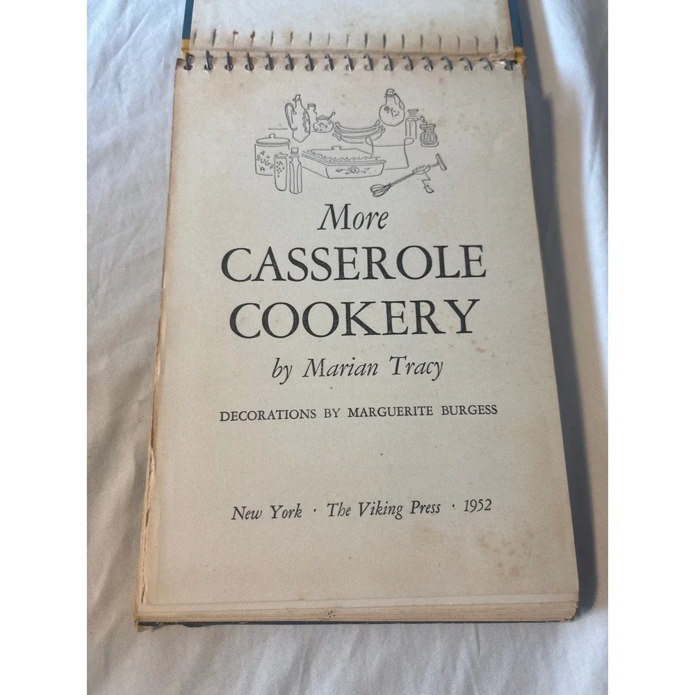 More Casserole Cookery Marian Tracy Viking Press 1952 Vintage Cookbook Blue OS